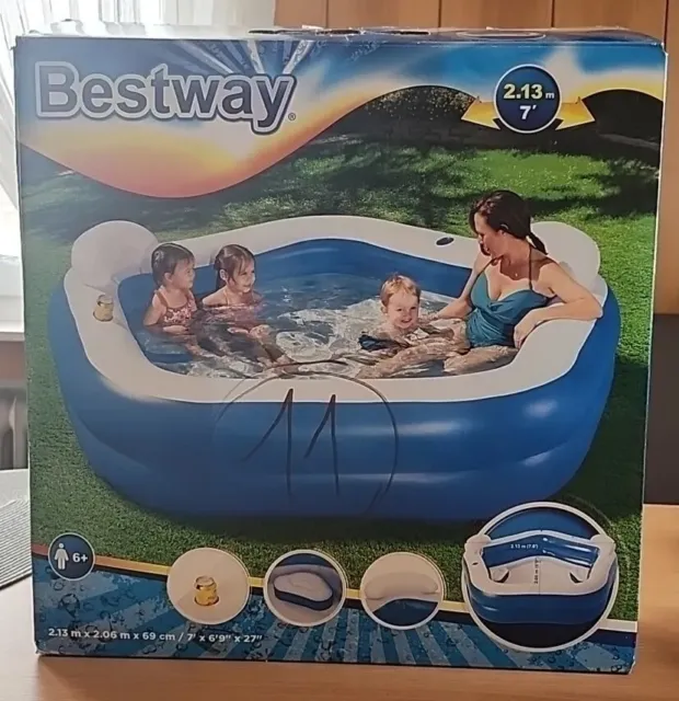 Bestway Family Pool 213 x 206 x 69 cm Fun Quick Up Pool Planschbecken Kinderpool