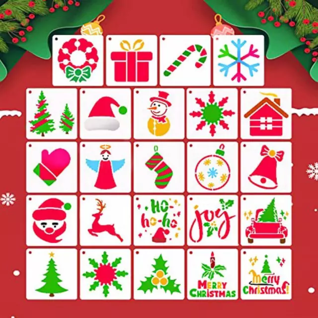 24piece Creativity With Christmas Painting Templates Washable