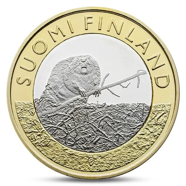Finland Finnland Finlandia 5 Euro Animals Provinces Satakunta Beaver 2015 Unc