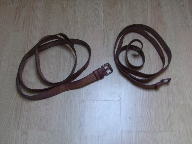 Lot De 6 Sangles Militaires En Cuir Ww2 Militaria Casque Militaire 35