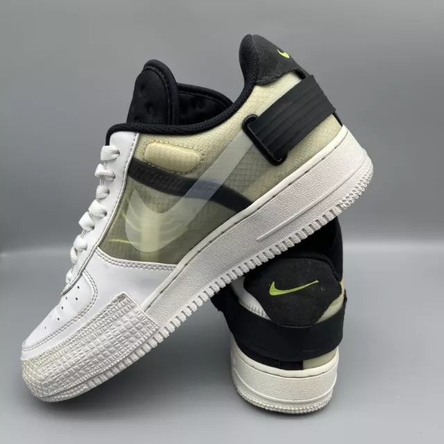 Nike Air Force 1 Type "Volt" Men's Size 8 Running Shoes White Black Volt