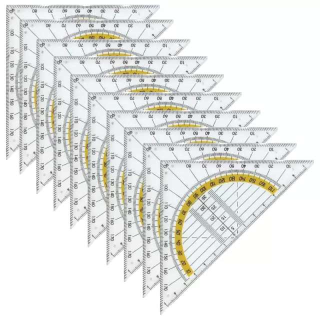 10 x Geodreieck 14 cm, Geometrie-Dreieck Maßstab Kunststoff glasklar