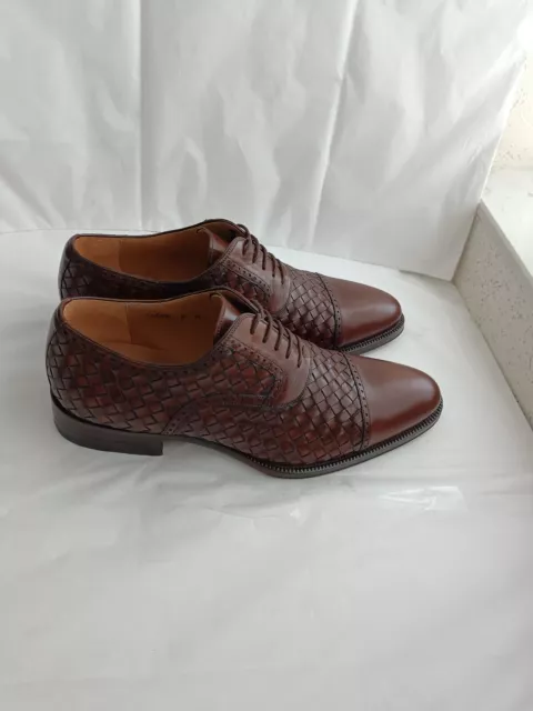 Magnanni Luxury Mens 8M  Cap Toe Woven Leather Oxford Handmade In Spain Shoes 3