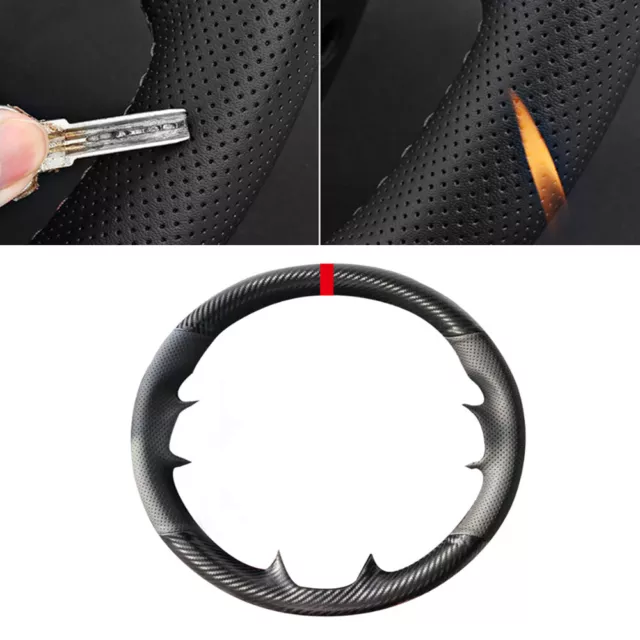 DIY Hand Sewing Car Steering Wheel Cover Black For Toyota RAV4 Corolla 2014-2018