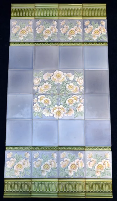 Germany - M O & P F - Antique Art Nouveau Majolica 40 Tile Set  C1900