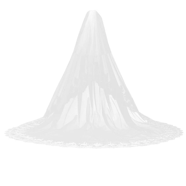 Velo da sposa pizzo poliestere applicazioni pizzo velo bianco