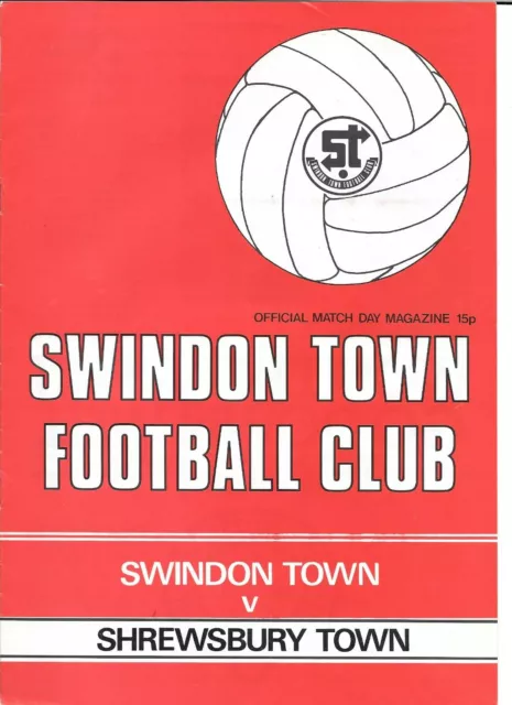 Swindon Town v Shrewsbury Town 1977-78