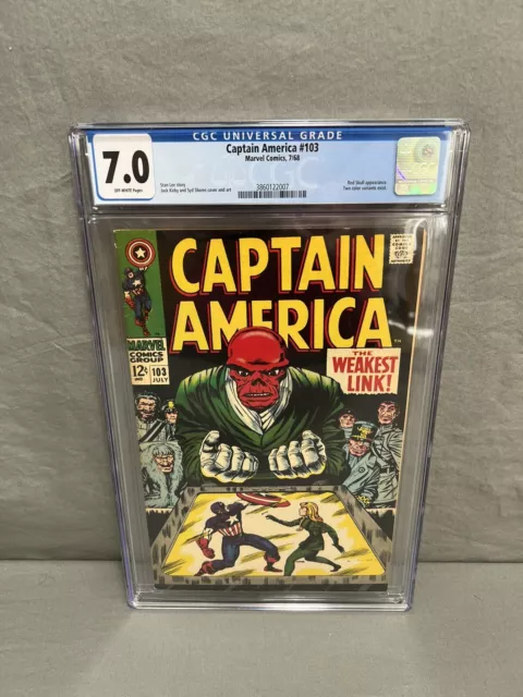 Captain America #103 CGC 7.0 Classic Jack Kirby Red Skull Cover Off-White Pages