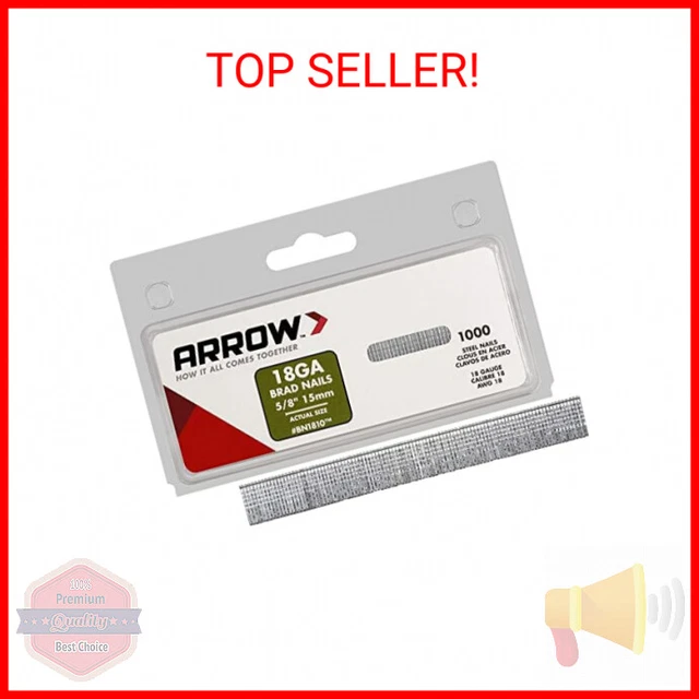 Arrow BN1810CS 18-Gauge Steel Brad Nails for Molding, Cabinets, Framing, Trim, a