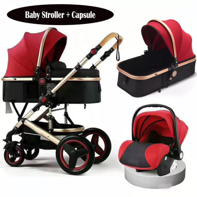 2024 Baby Pram Travel System 10 in 1 Buggy Pushchair & Capsule Toddler Bassinet