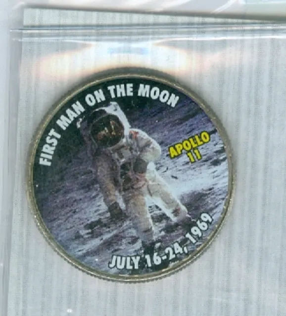 2014 P Kennedy Half Dollar painted reverse Man on the Moon Apollo 11
