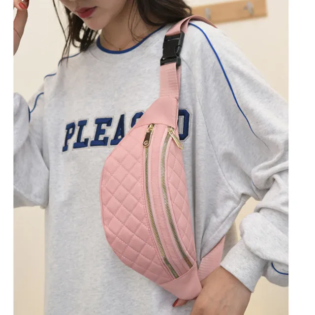 Pink Large Waterproof Waist Bum Bags Fanny Pack Belt Pouch Wallet Travel Bag UK