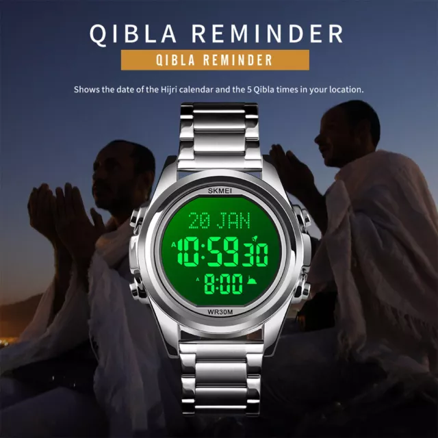 Skmei Digital Watch Muslim Men Qibla Zeitgebet Armband Islamisches Geschenk 1667