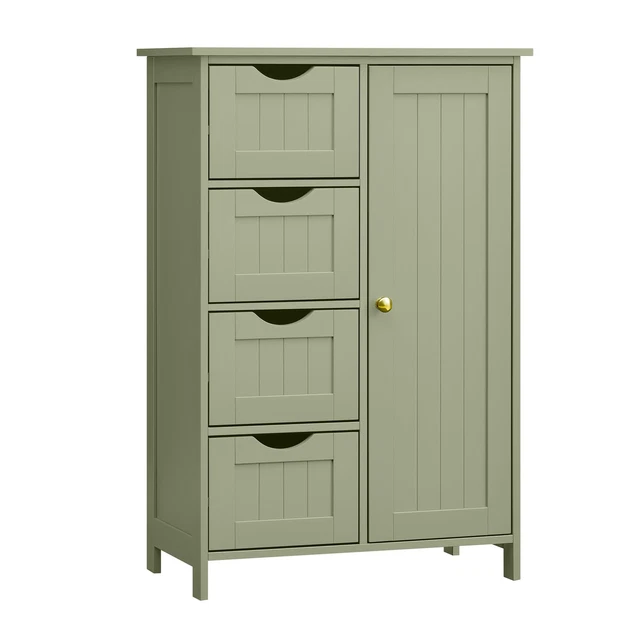 Buffet Chêne DEUBA 107cm - 3 Portes 2 Tiroirs - Meuble De Rangement Mural - Neuf