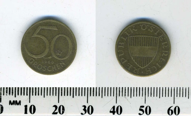 Austria 1960 - 50 Groschen Aluminum-Bronze Coin - Austrian shield - #1 6