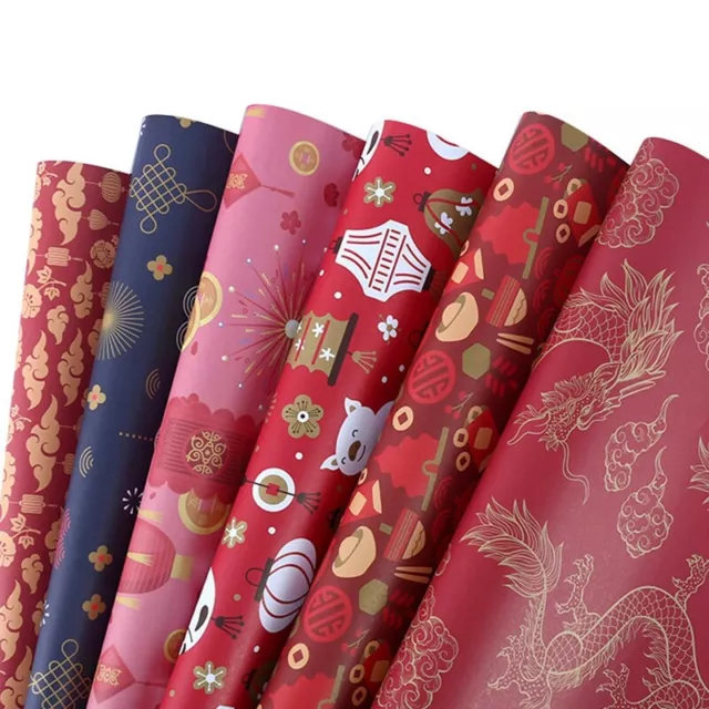 Wrapping  Sheets Set of 6 ,Spring Festival Chinese  Year DIY Gift Red2318