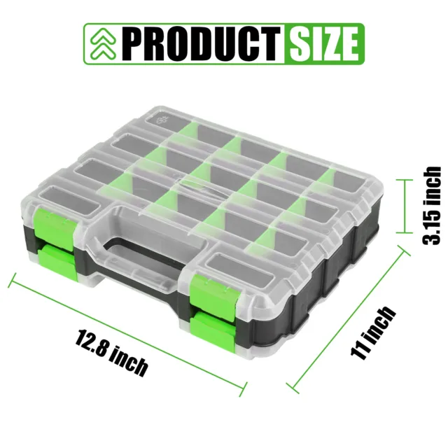 ZOOMIFY 2 Packs Tool Box with Transparent Lid, Green