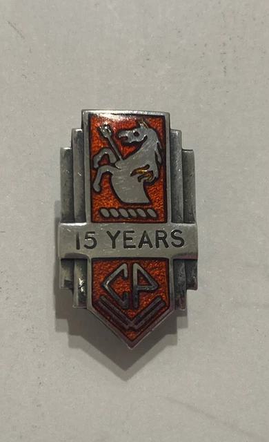Silver & Enamel Badge Ferrari Style Prancing Horse CP Dyson 15 Years - Birm 1948
