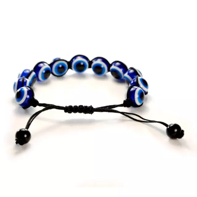 EVIL EYE BEAD BRACELET 12mm Shamballa Style Good Luck Protection NEW Adjustable 3