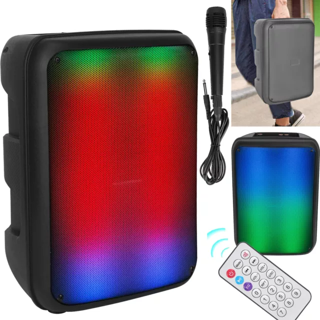 Portable Wireless Party Speaker 8in Colorful Lights DJ PA System Mic FM Radio 3