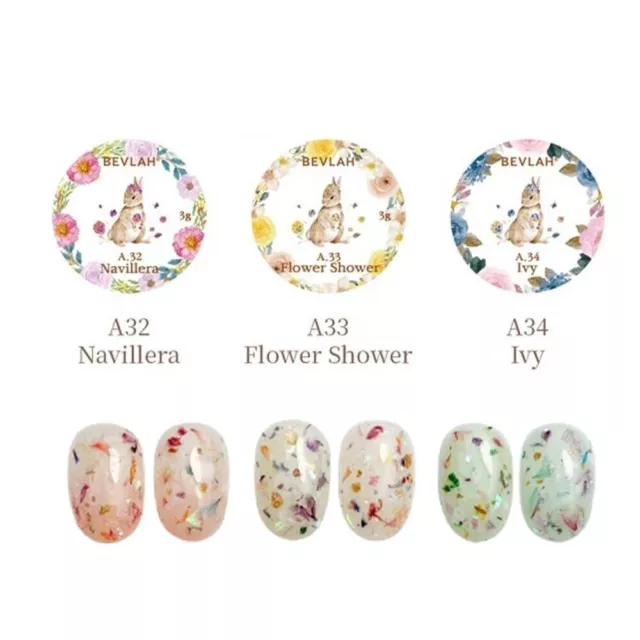BEVLAH Rococo Fantasy Collection 3SET Art Gel Nail Flower Glitter Nail K-Beauty