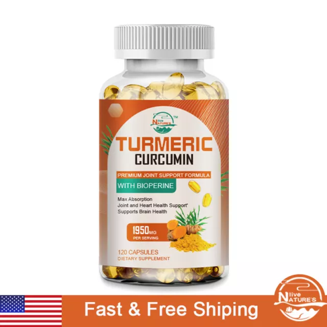 Highest Potency Turmeric Curcumin 95% 1950mg with Bioperine Black Pepper Extract