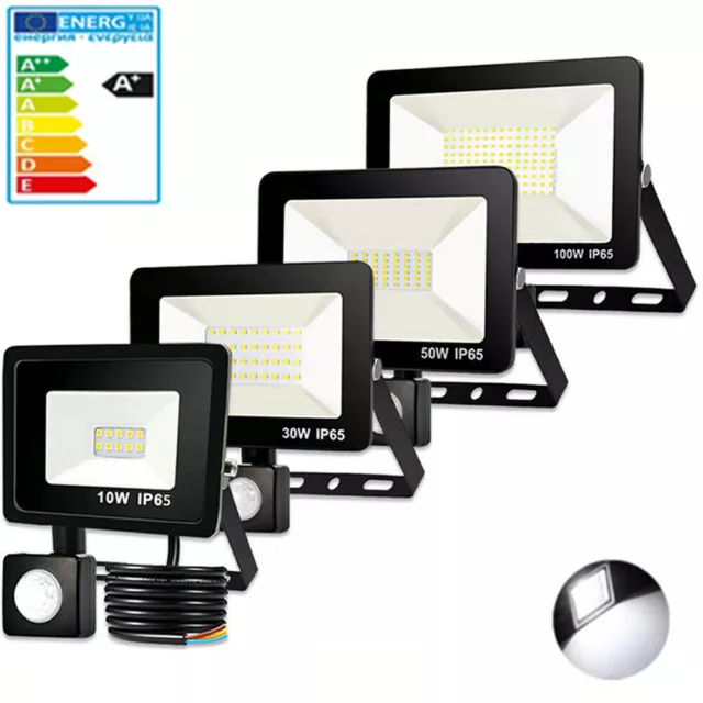 LED Floodlight 10W 30W 50W 100W PIR Sensor Outside Outdoor Garden Security Light