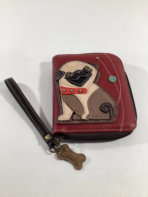 CHALA Patchwork Dog Zip Around Wallet Wristlet W5” x H6” x D1”