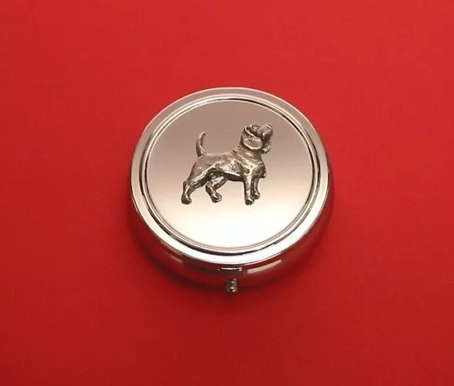 Beagle design Round Chrome Mint / Pill Box Beagle Gift Dog Lover Mum Xmas Gift