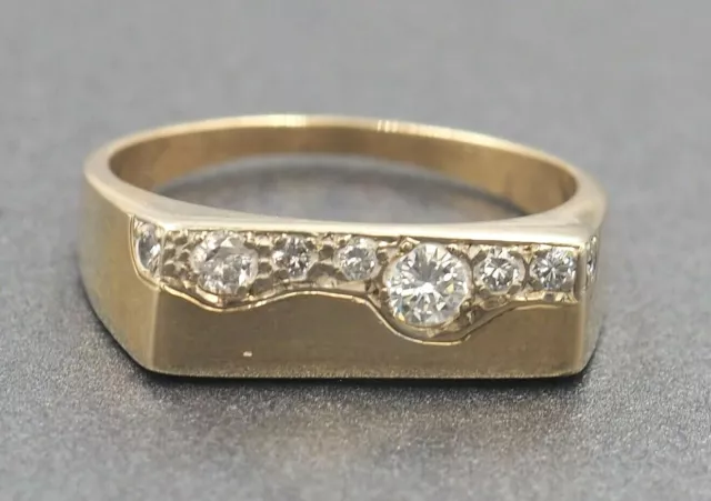 Men's Vintage 9ct Yellow Gold Diamond Ring - Wedding Jewellery - Size Q 3/4