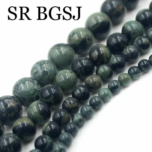 4 6 8 10mm Round Green Kambaba Jasper Gemstone Jewelry Loose Beads Strand 15"