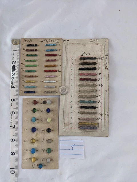 Antique vintage Art Deco 1920s carded bead sample lot Robe Basket Indian Trade