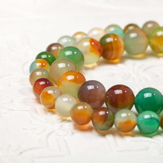 Peacock Agate Lucky Stone Natural Gemstone Round Beads Healing Crystal 8mm