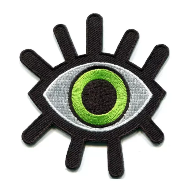 Devil Eyes Green Patch Crewel Embroidery Needle Ironing Press Cloth Bag Decor