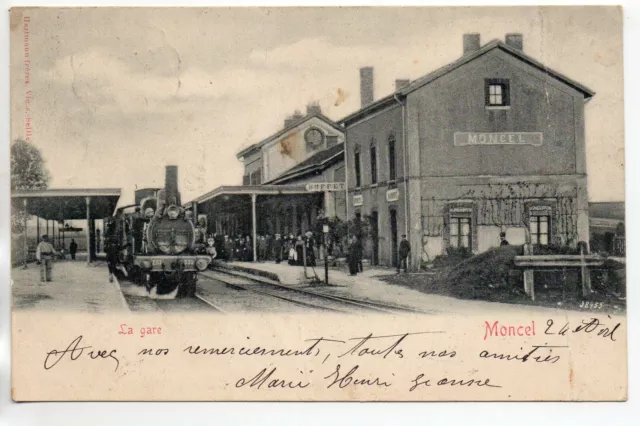 MONCEL SUR ROPE - Meurthe et Moselle - CPA 54 - beautiful LOCOMOTIVE at the station