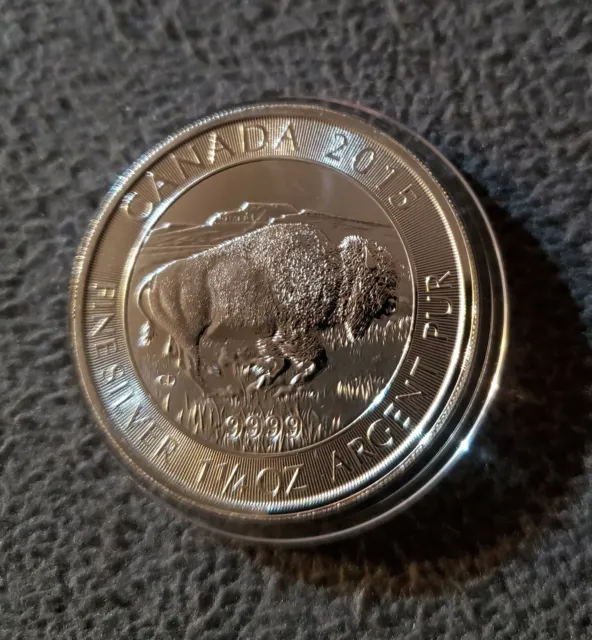 Rare 2015 Canada Silver Buffalo Bison Maple .9999 Fine 1.25 Ounce 0z Silver Coin