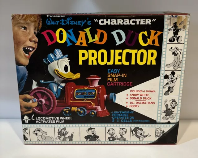 Walt Disney Donald Duck Projector Easy Snap In Film Cartridge 1960’s Untested