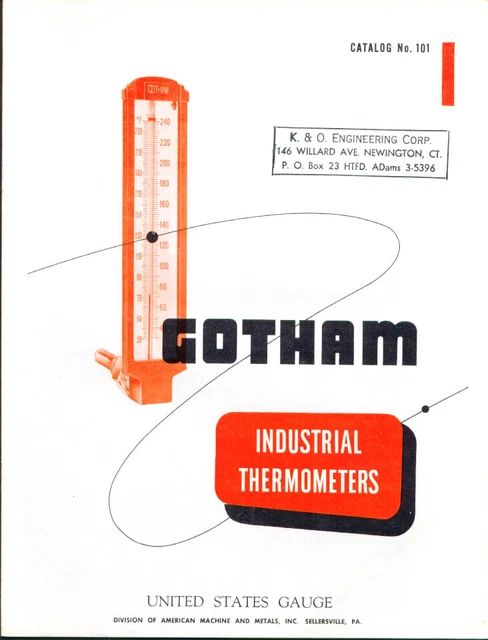 Gotham Industrial Thermometers Catalog #101 1950s