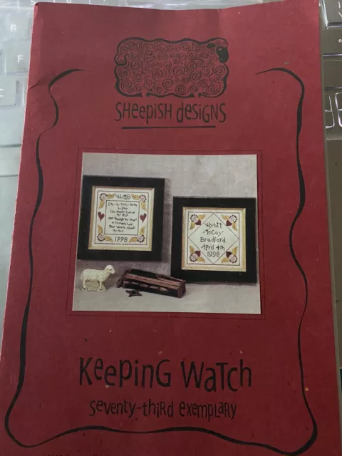 Sheepish Designs " keeping watch" Date of birth & verse  ~ Cross Stitch Chart
