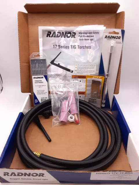 RADNOR 17V-12-BRK 150 Amp Air Cooled TIG Torch + 70° Head SB3