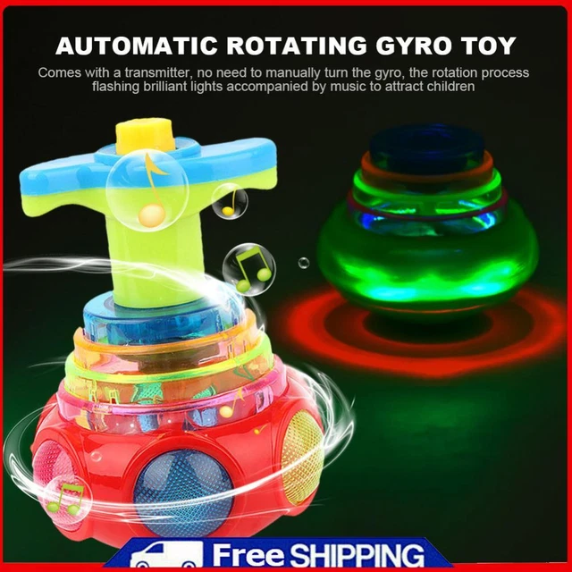 Colorful Flashing Gyro Toy with Launcher Music Rotating Toy for Kids Party Gifts