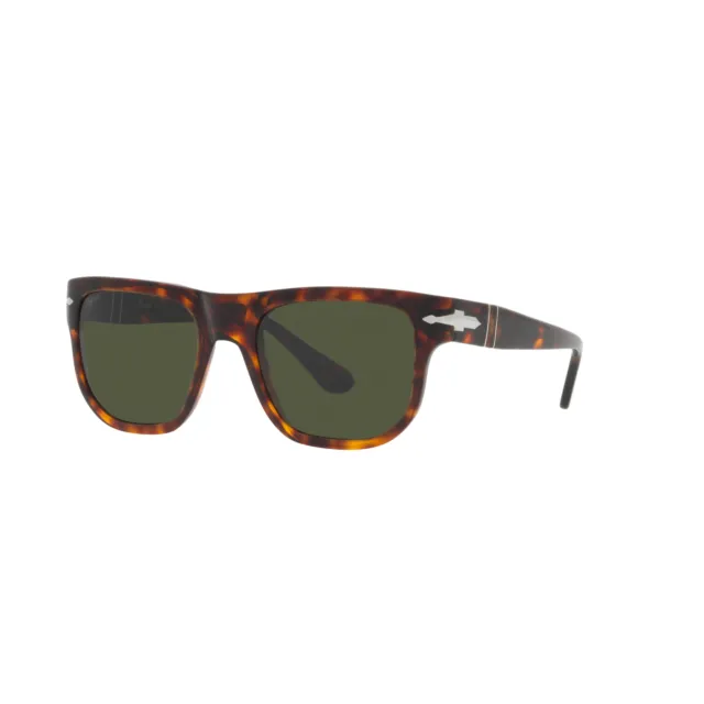 Persol PO 3306S 24/31 Havana Acetate Rectangular Sunglasses Green Standard Lens