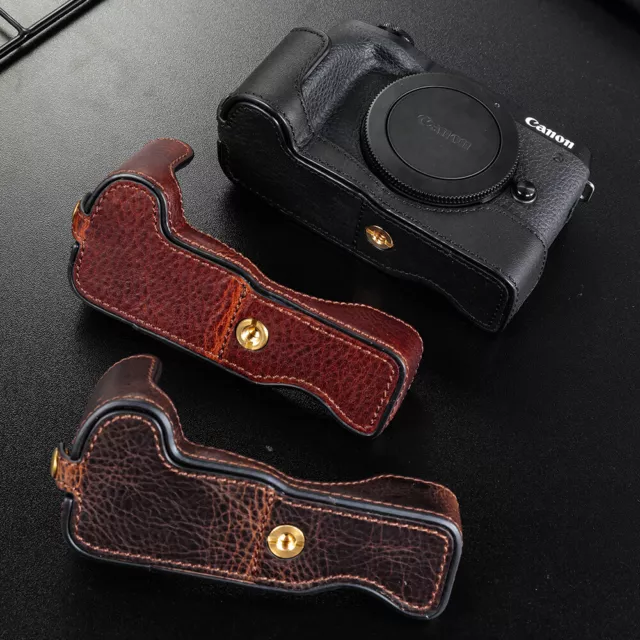 Handmade Canon EOS M6 II Camera Case Genuine Leather Bag Half Body