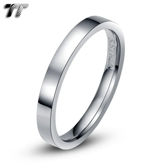 TT 2-14mm Width Silver Stainless Steel Wedding Band Ring Size 3-15 (R01S) 2024