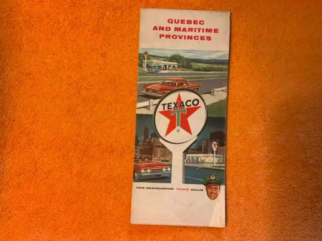 1961 Texaco Quebec and Maritime Provinces Road Map Vintage Petroliana