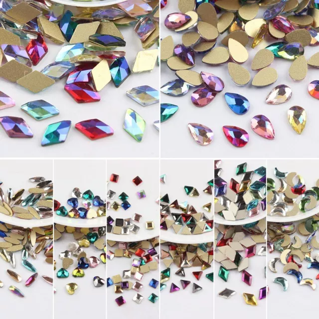 All Mixed Color 30pcs Nail Art Rhinestones Diy Non Hotfix Flatback Glass Nail