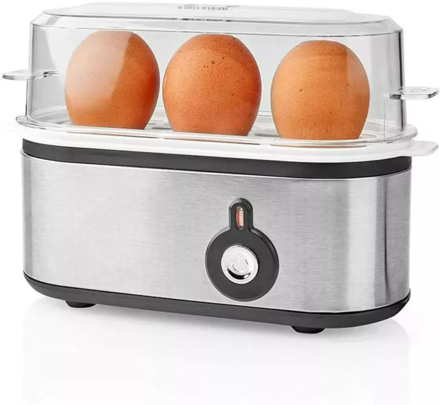 Design Cuit-œufs pour 3 Oeufs Cuisinière Avec Mesurer Mini Inox Argent Petit