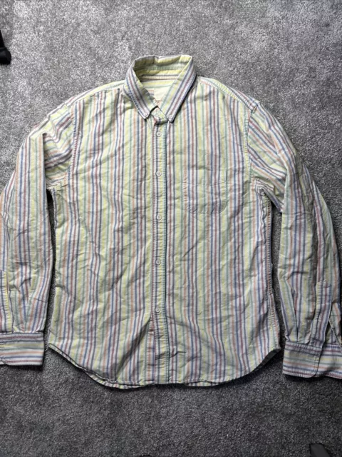 Men's BAND OF OUTSIDERS Bright Stripe Cotton Shirt Button Long Sleeve Size 3