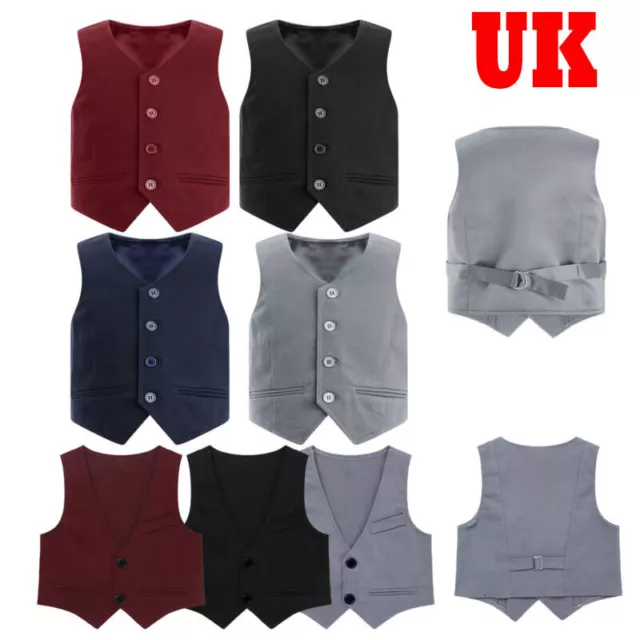 UK Kids Boys Formal Gentleman Wedding Party Suit Single-Breasted Vest Waistcoat