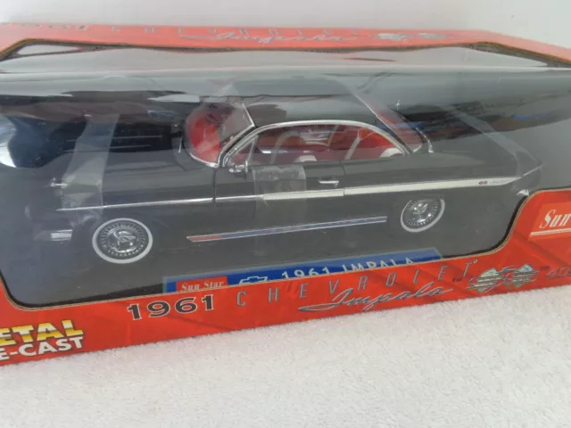 Sun Star 1961 Chevrolet Impala SS 409 Black Hard Top 1:18 Scale Diecast In Box